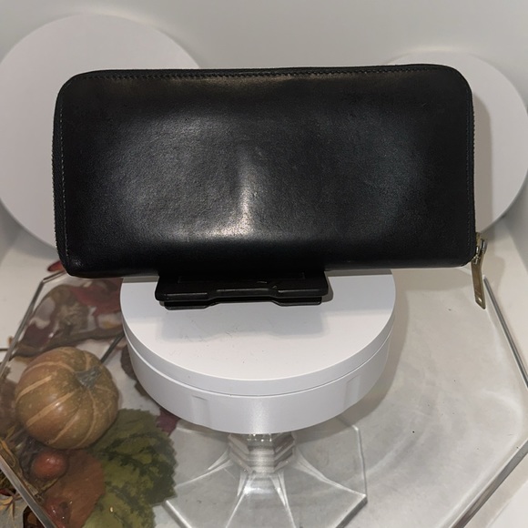 Saint Laurent Nailhead Studded Zip Around Black Leather Wallet - AS IS - Picture 4 of 9